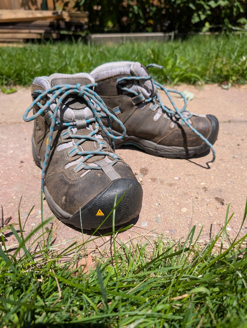Keen Utility Detroit‎ XT Brown Hiking Steel Toe Work Boots with Blue Laces Sz 7